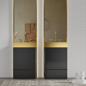English Elm Gada 20" Modern Black Bathroom Vanity With Gold Stainless Steel Sink & Storage For Compact Spaces W1865S00094