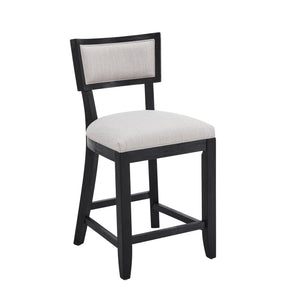 English Elm Christopher Knight Home® - 26.5" Counter Stools Set of 2 Upholstered Farmhouse Bar Stools with Curved Back, Footrest, Solid Wood Frame Beige+Black 72643.00BGECHOC