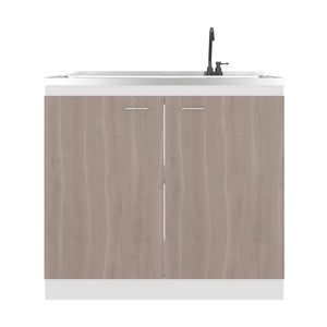 English Elm Extremo White Kitchen Pantry Cabinet with Twin Doors and Three Interior Shelves B128S00233