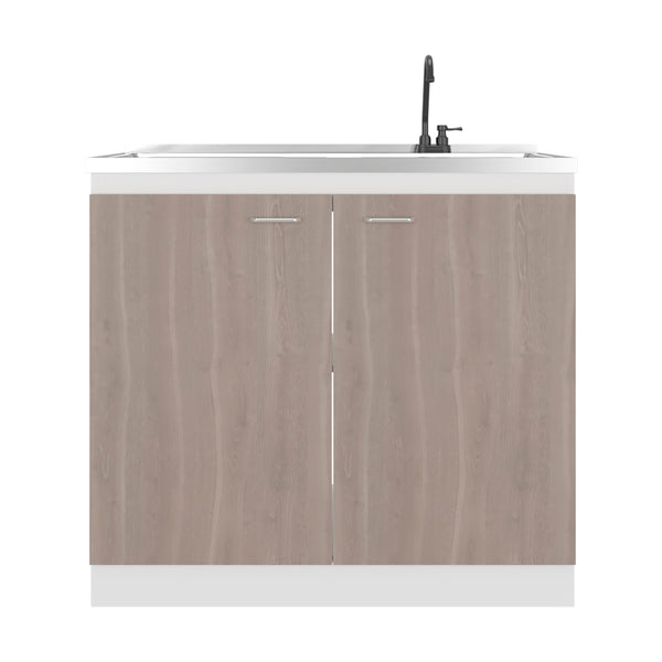 English Elm Extremo White Kitchen Pantry Cabinet with Twin Doors and Three Interior Shelves B128S00233