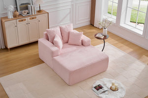 English Elm Oversized Corduroy Chaise Sleeper Sofa Deep Seat Lounge Chair for Apartment Bedroom Pink W1752P402837