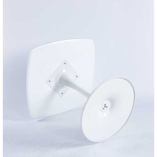 English Elm 31.5 White Square Dining Table for 2-4, Mid-Century Tulip Style with Sturdy Metal Pedestal Base W3766P370526