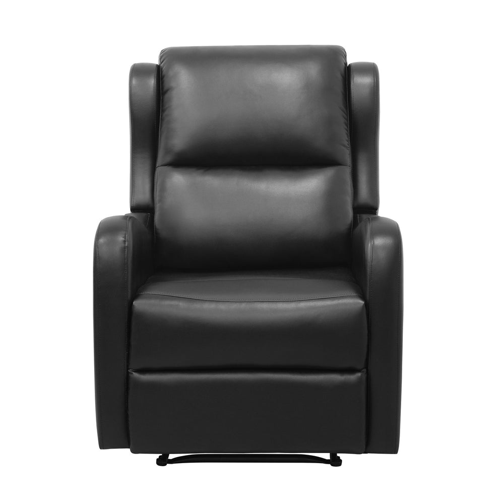 English Elm Black Reclining Chair Durant Collection Faux Leather Single Recliner Pull-Tab Comfort Seat, 30x38x41" B011P294664