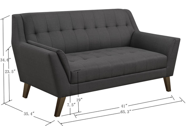 English Elm Wallace & Bay - Gray Loveseat — Mid-Century Modern Charcoal Pebble Fabric Sofa, Easy-Care, Compact 65.3"W Stylish B361P384451