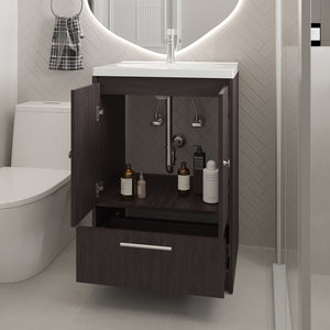 English Elm Colville Floating Wall Mount Vanity Cabinet Matte Finish Modern Bathroom Storage Black B092P439920