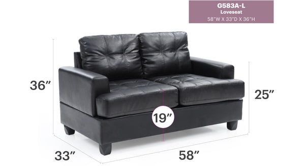 English Elm Stylish velvet loveseat with sleek track arms, 2-seater comfort, easy assembly, modern chic seating Black 58.3 L x 32.7 W x 9 H B078S00054