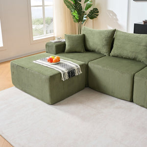 English Elm 6-piece U-shaped Modular Sectional with Chaise Soft Corduroy Family Lounge Sofa W3163S00106