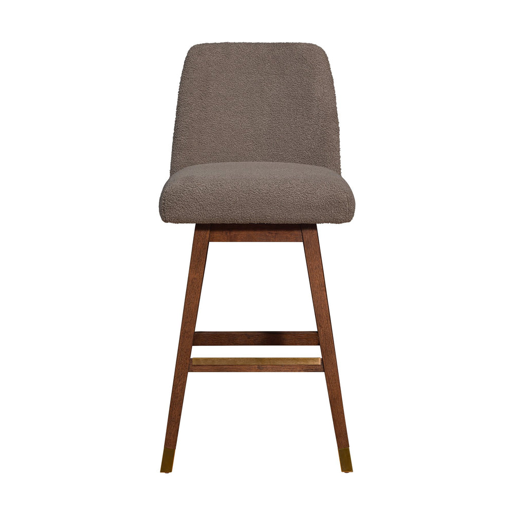 English Elm Amelia Boucle Upholstered Swivel Counterstool with Rubberwood Base for Kitchen Islands B2736P464895