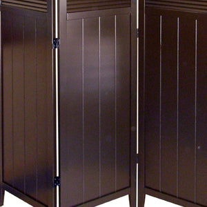 English Elm 70" Tall 3-Panel Screen Room Divider - Stylish "Shutter Door" Design In Espresso For Any Space B072115976