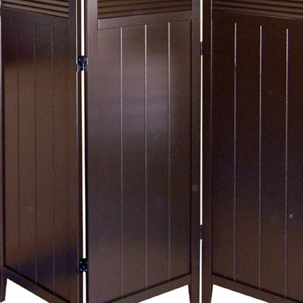 English Elm 70" Tall 3-Panel Screen Room Divider - Stylish "Shutter Door" Design In Espresso For Any Space B072115976