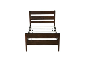 English Elm Twin Minimalist Rubberwood Bed with Headboard & Footboard, Space-Saving Underbed Storage, Durable Slatted Frame Espresso W504P262994