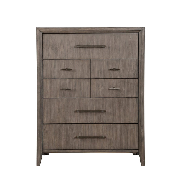 English Elm Avana Five Drawer Chest Poplar Acacia Veneer Mid Century Bedroom Storage Fully Assembled B108P468532