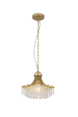 English Elm 11.75" Matte Gold Fan-Shape Pendant Light with Cascading Crystal-Inspired Glass Beads, Elegant Accent B072P220165