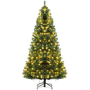 English Elm Homcom 7.5' Douglas Fir Prelit Christmas Tree With 500 Leds, Realistic Branches, Easy Setup & Storage W2225P249691
