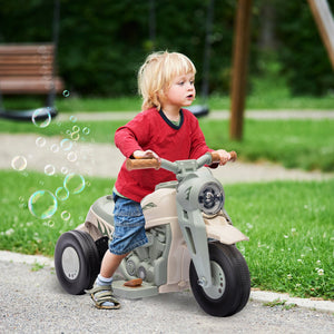 English Elm Qaba 6v Toddler Electric Motorbike with Bubble Machine Led Light and Music Cream White W2225P249812