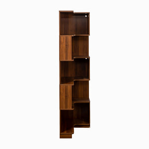 English Elm Corner 5-Tier Book Shelf with LED Accent Lighting, Space-Saving L-Shaped Corner Bookcase for Home Walnut W331P293305