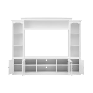 English Elm Entertainment Wall Unit with Glass Doors Open Shelving Mdf Living Room Storage White N710S688102K