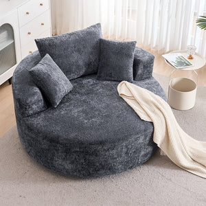 English Elm Round Swivel Barrel Chair Plush Chenille Upholstery Cozy Accent Seat for Any Room Grey W2915P338891