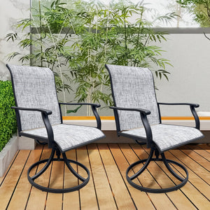 English Elm Swivel Textilene Patio Dining Chairs Set of 2 – Breathable Outdoor Porch Deck Chairs with 360° Rocking Black+ Gray W213P271500