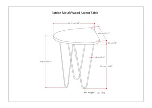English Elm Patrice Dark Brown Metal and Wood Accent Table – Mango Hardwood Top, Gold Hairpin Legs, 17.7x18x21.3" B136P203443