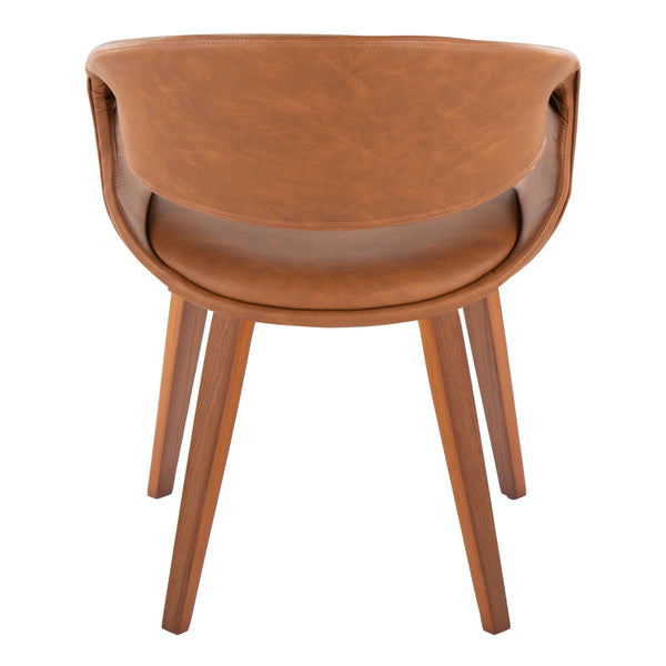 English Elm Upholstered Faux Leather Dining Chairs with Walnut Bentwood Legs Mid-century Set of 2 B202S02085