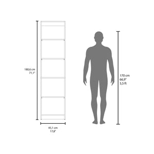 English Elm XS Compact Bookcase Narrow 5-Shelf Natural Wood Engineered Shelf Unit for Small Spaces, Durable Assembly-Friendly B097P296882