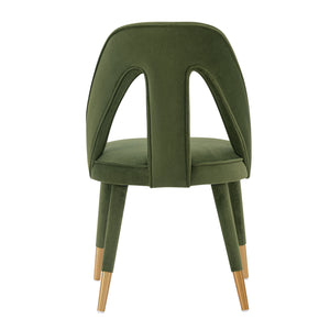 English Elm Neda Upholstered Velvet Dining Chair Olive Green – Solid Elm Frame, Gold-Tip Legs, High-Density Foam Comfort B365P397695