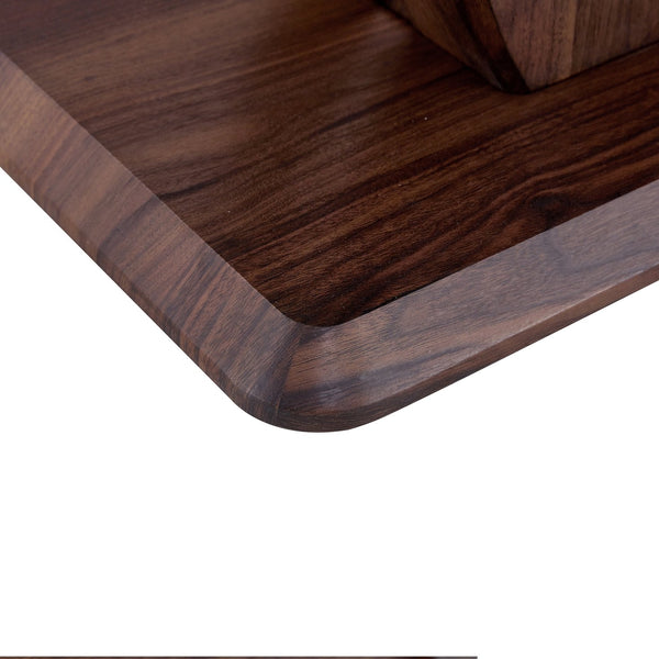 English Elm Modern Walnut MDF Rectangular Coffee Table with Dark Brown Grain Sticker, Silver Trim, Ergonomic Height W1151P230544