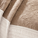 Madison Park Attingham Transitional 7 Piece Quilt Set with Euro Shams and Throw Pillows MP13-240 Beige