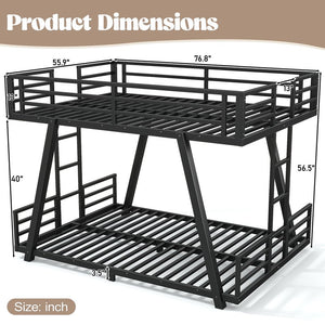 English Elm Twin Over Metal Bunk Bed with Led Lights Usb Ports Drawers and Sofa Conversion W5305S00054