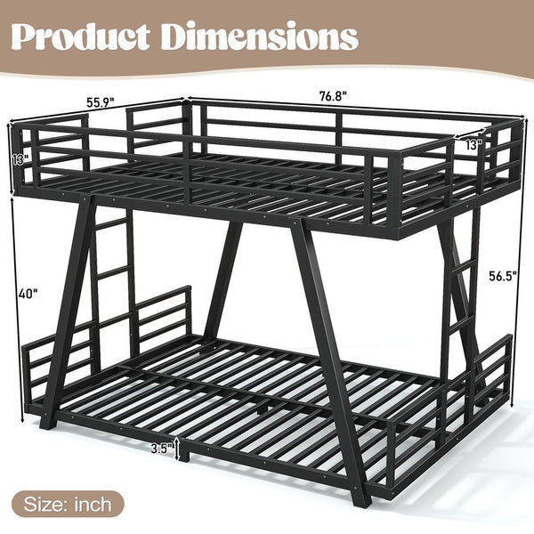 English Elm Twin Over Metal Bunk Bed with Led Lights Usb Ports Drawers and Sofa Conversion W5305S00054