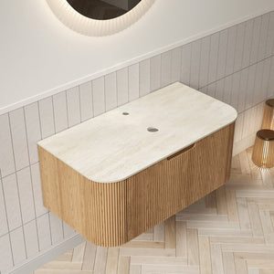 English Elm 36" Muri Oak Woodgrain Plywood Bathroom Vanity Cabinet with Soft Close Doors W2615P338024