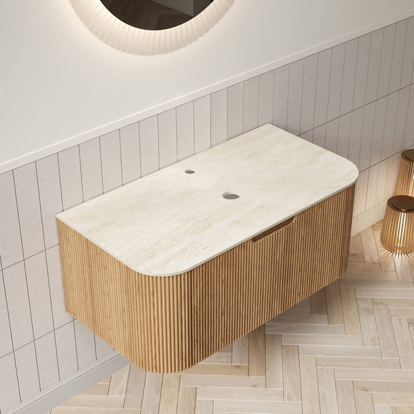 English Elm 36" Muri Oak Woodgrain Plywood Bathroom Vanity Cabinet with Soft Close Doors W2615P338024