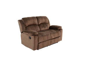 English Elm Motion Loveseat sleek bonded leather reclining sofa with solid wood frame and metal mechanism, luxe comfort for contemporary living spaces Chocolate 58 L x 31 W x 27 H B011P205571