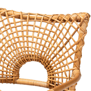 English Elm Bohemian Woven Rattan Accent Chair with Open Lattice Back for Boho Living Spaces B2750P420416