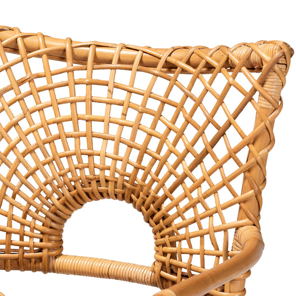 English Elm Bohemian Woven Rattan Accent Chair with Open Lattice Back for Boho Living Spaces B2750P420416