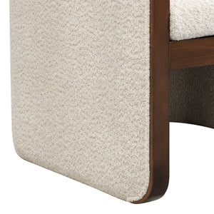 English Elm 25.25" Boucle Upholstered Accent Dining Chairs Mid-century Rubberwood Frame Set of 2 Almond,Walnut N771P392217V
