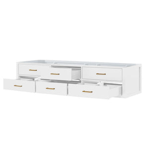 English Elm White Double Bath Vanity – 84" W X 22" D, Midcentury Design, Soft-Close Drawers, Space-Saving Storage B2731P258158-GIGA