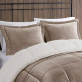 Woolrich Alton Lodge/Cabin Plush to Sherpa Down Alternative Comforter Set WR10-2417 Taupe/Ivory