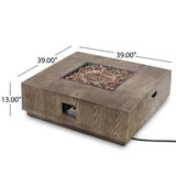 Christopher Knight Home® Noble House Wellington Square Iron Wood Pattern Fire Pit -50,000 Btu Tank Outside