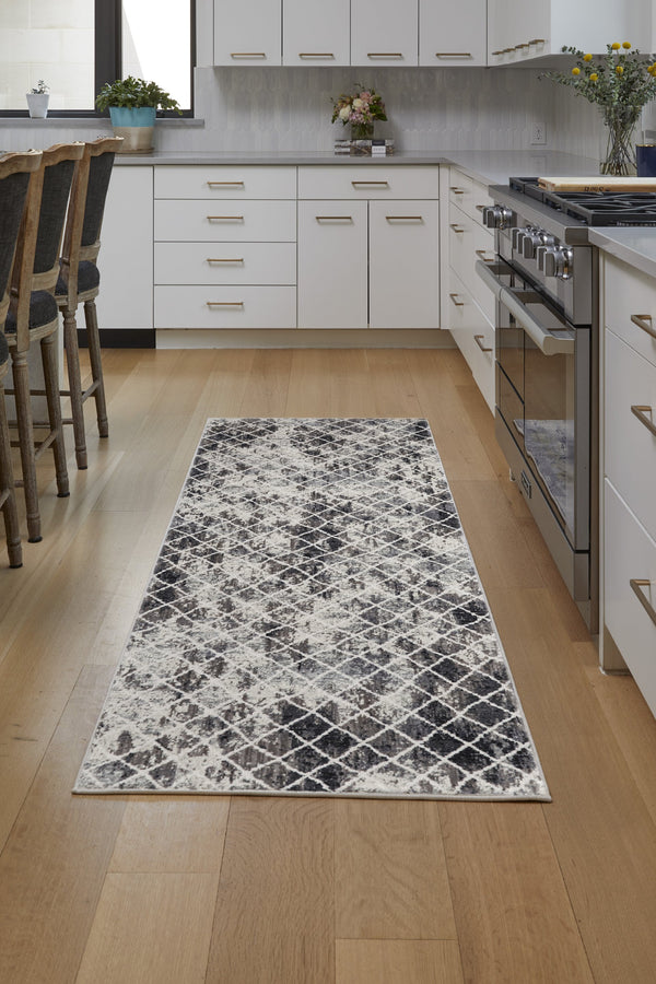 Feizy Rugs Kano Versatile Low Pile Area Rug – Distressed Geometric Design, Stain & Water Resistant For Any Space Ivory,Gray,Taupe Polypropylene,Polyester 8643873fsndivyi7a
