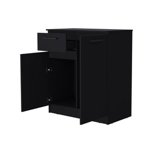 English Elm Clarion Black Dresser with 1 Drawer & 2 Doors — Durable Particle Board, Elegant Handles, Spacious Top and Storage B128S00121