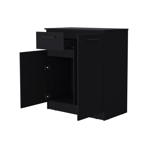 English Elm Clarion Black Dresser with 1 Drawer & 2 Doors — Durable Particle Board, Elegant Handles, Spacious Top and Storage B128S00121