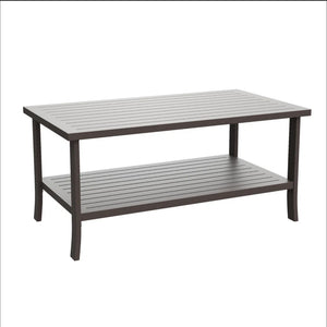 English Elm 3-piece Outdoor Steel Patio Conversation Set with Thick Cushions and Coffee Table Gray B082S00129