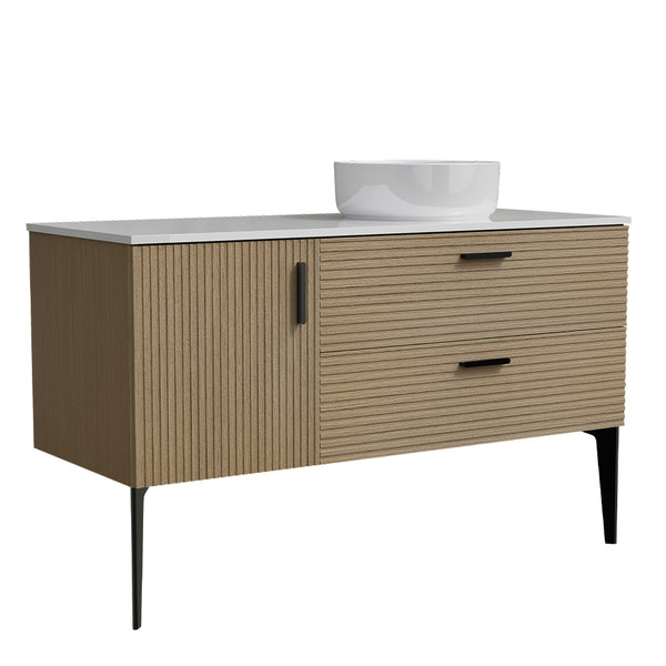 English Elm Grace Floating Walnut Vanity with Solid Surface Sink and Soft Close Storage Drawers W1865S00205
