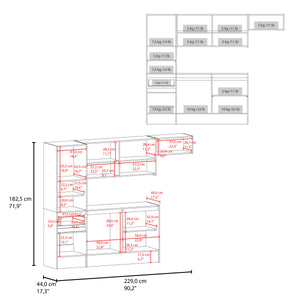 English Elm Natoma Modular Kitchen Cabinet Set with 6 Doors Open Shelving Two-tone Finish B097S00247