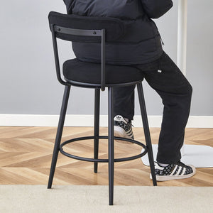 English Elm Fashionable Ergonomic Bar Chairs Set of Two with Breathable Fabric, Curved Back, Cushioned Comfort Black W1151P279689