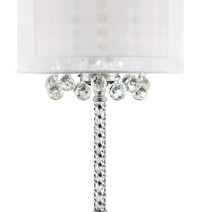 English Elm 30" Moiselle Table Lamp With Silver Chrome & Crystal Accents, Elegant Dual Drum Shade For Glamour B072116228