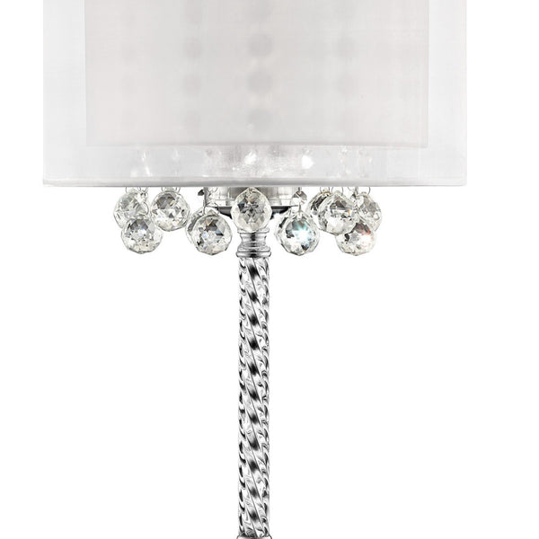 English Elm 30" Moiselle Table Lamp With Silver Chrome & Crystal Accents, Elegant Dual Drum Shade For Glamour B072116228