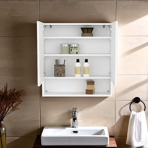 English Elm Double-Door Mirrored Medicine Cabinet with Interior Shelves, Wall-Mounted Kronos White Finish, Sleek Design B200P362003